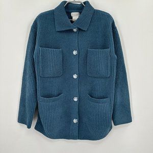 Softies Rib Chenille Knit Shacket Shirt Jacket sz S Spring Lake Button Front NEW